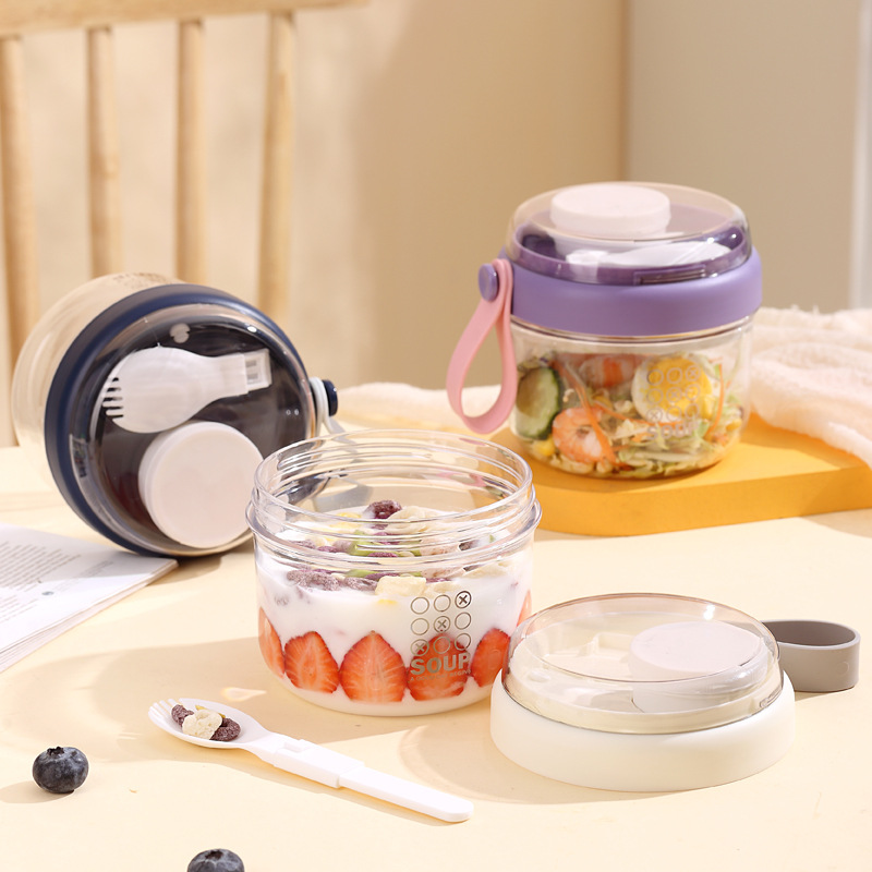 Meal Prep Yogurt Cups - ถ้วยสลัดReusable Leakproofข้าวโอ๊ตJarsถ้วยธัญพืชอาหารเช้าJarเตรียมอาหารJarข้าวโอ๊ตคอนเทนเนอร์สําหรับสลัดโยเกิร์ตนม