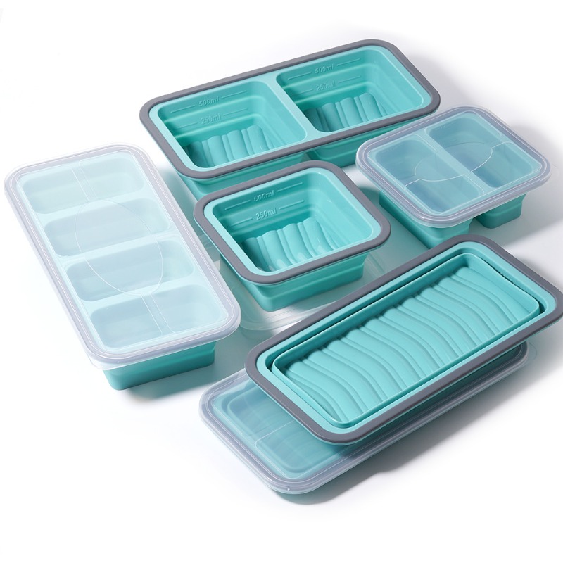 Meal Prep Oven Safe Containers - ถาดซิลิโคนสำหรับแช่แข็งพร้อมฝาปิด แม่พิมพ์ซิลิโคนสำหรับแช่แข็ง ถาดน้ำแข็งสำหรับทำก้อนน้ำแข็งสำหรับซุป ภาชนะเตรียมอาหาร ใช้กับเตาอบและเครื่องล้างจานได้