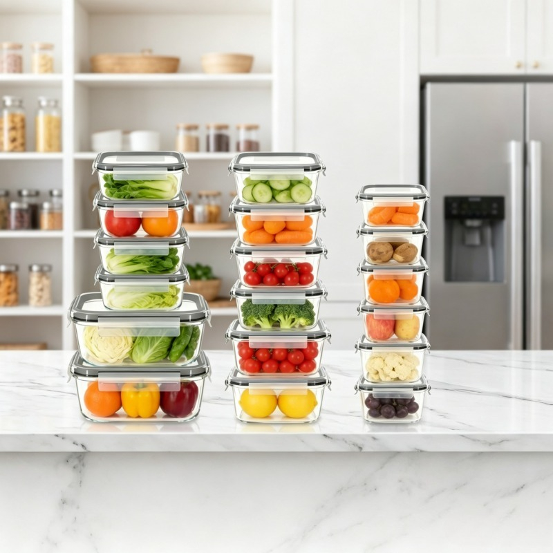 Meal Prep Oven Safe Containers - ชุดภาชนะเก็บอาหารแก้ว 18 ชิ้น, ภาชนะเตรียมอาหารแก้วแบบปิดสนิทพร้อมฝาปิด, กล่องอาหารกลางวันแก้วป้องกันการรั่วซึม ปราศจากสาร