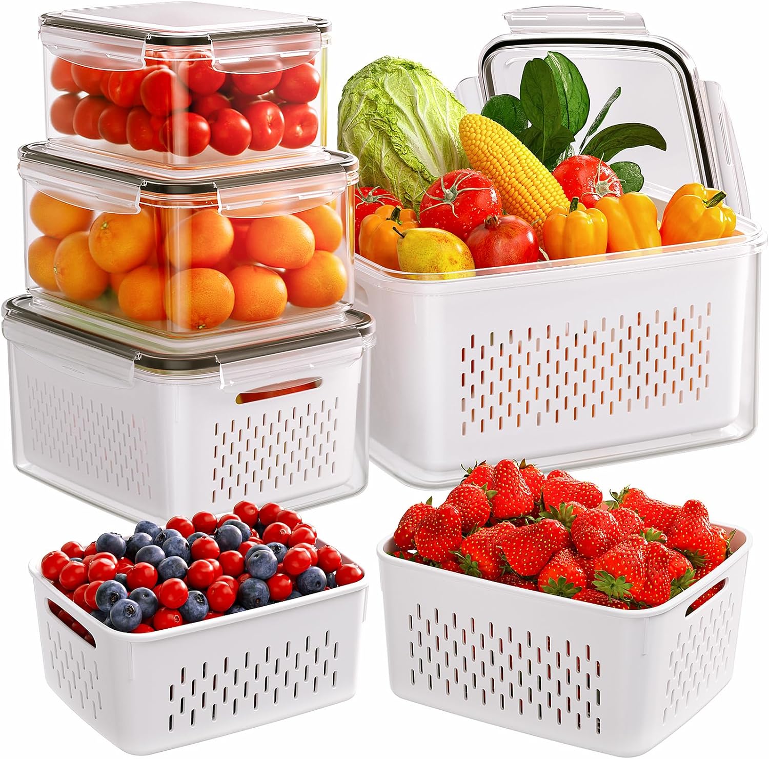 Meal Prep Oven Safe Containers - ชุดกล่องถนอมอาหารสุญญากาศ 4/5/6/8 ชิ้น ปลอดสาร BPA วางซ้อนกันได้