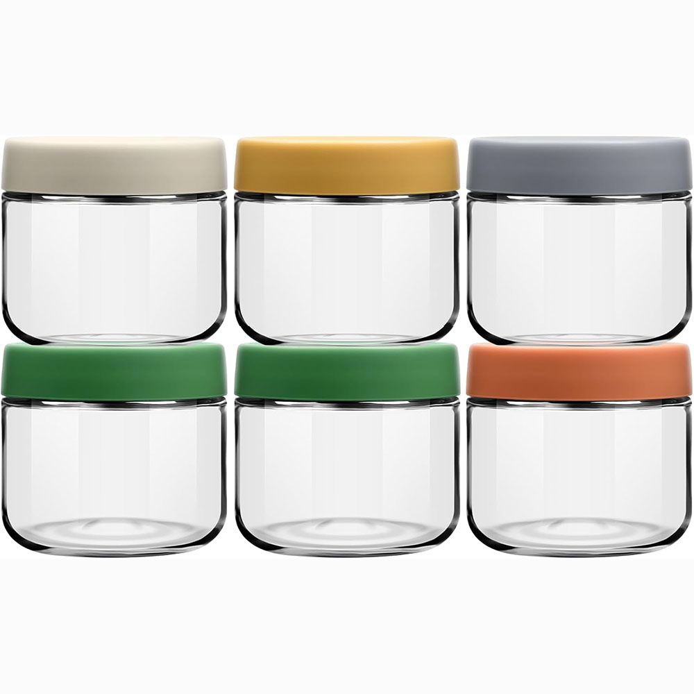 Meal Prep Yogurt Cups - ขวดแก้วขนาด 10 ออนซ์ สำหรับโอเวอร์ไนท์โอ๊ต พร้อมฝาปิดสุญญากาศ ภาชนะควบคุมปริมาณอาหารสำหรับเตรียมอาหาร