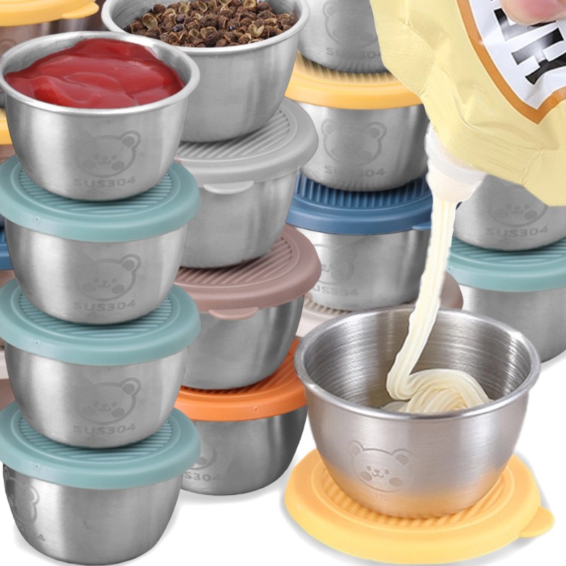 Sauce Dipping Cup - ถ้วยซอสสแตนเลสกันรั่ว 50 มล. 10/1 ชิ้น ภาชนะใส่อาหารแบบใช้ซ้ำได้