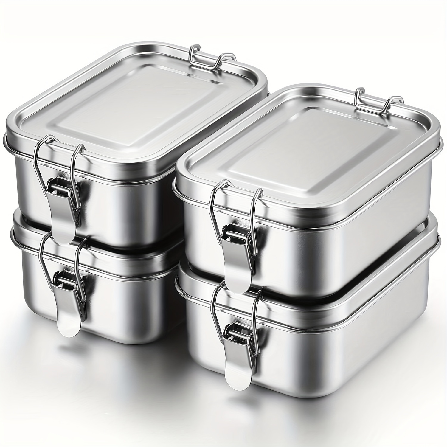 Meal Prep Oven Safe Containers - กล่องข้าวสี่เหลี่ยมสแตนเลส 304 พร้อมฝาปิดสนิท ใช้กับเตาอบ/ตู้เย็นได้ เหมาะสำหรับเตรียมอาหาร สำหรับนักเรียน