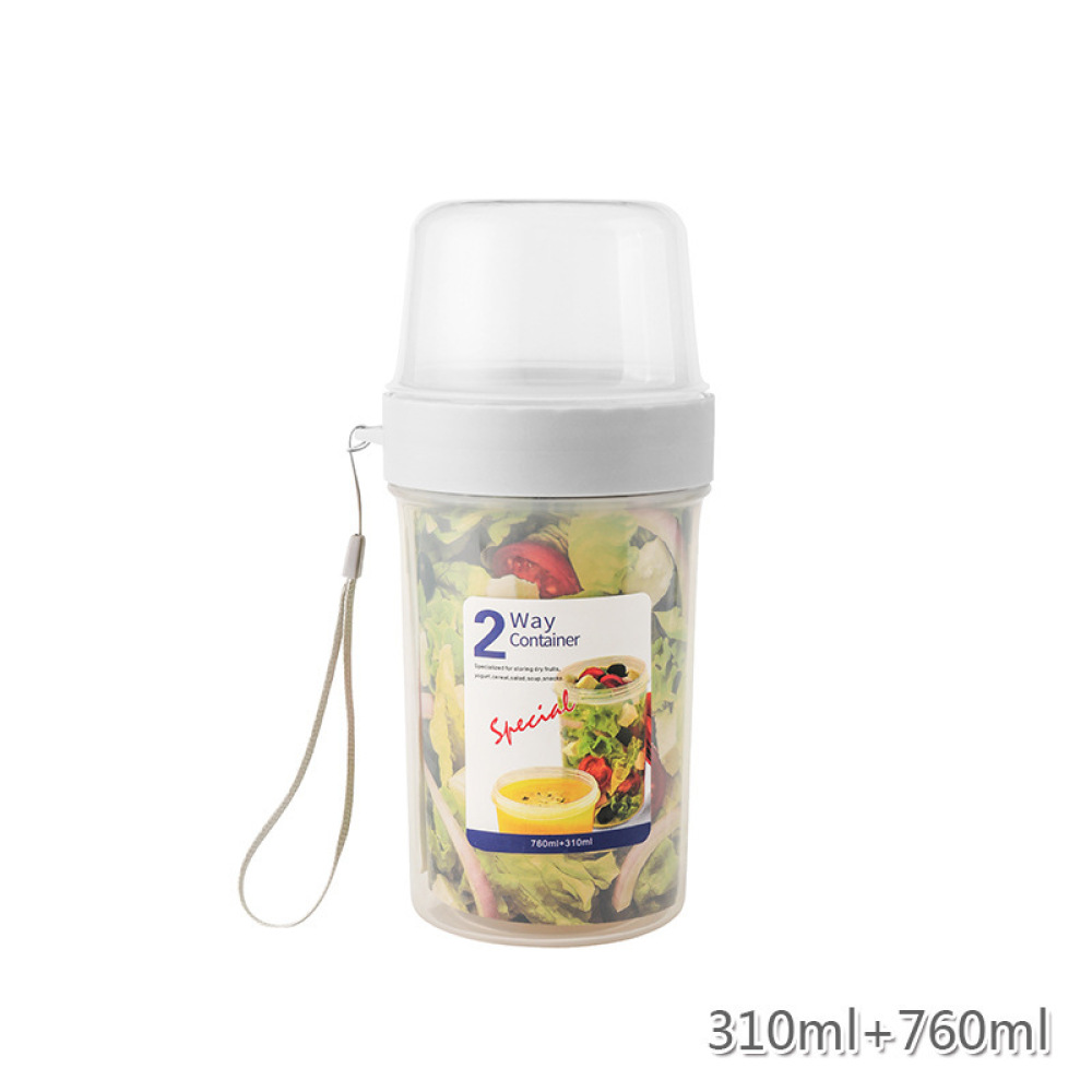 Meal Prep Yogurt Cups - กล่องใส่อาหารสองชั้นป้องกันการรั่วซึมแบบพกพาสำหรับอาหารเด็ก โยเกิร์ต สลัด ผลไม้ ขนม ของว่าง