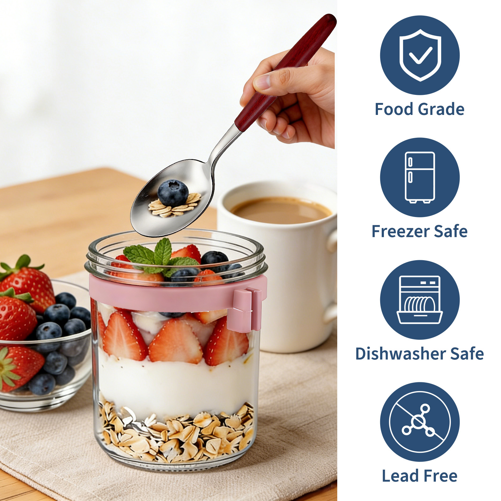 ขวดแก้วใส่อาหารเช้าขนาด 16 ออน - Meal Prep Yogurt Cups บทวิจารณ์และราคา