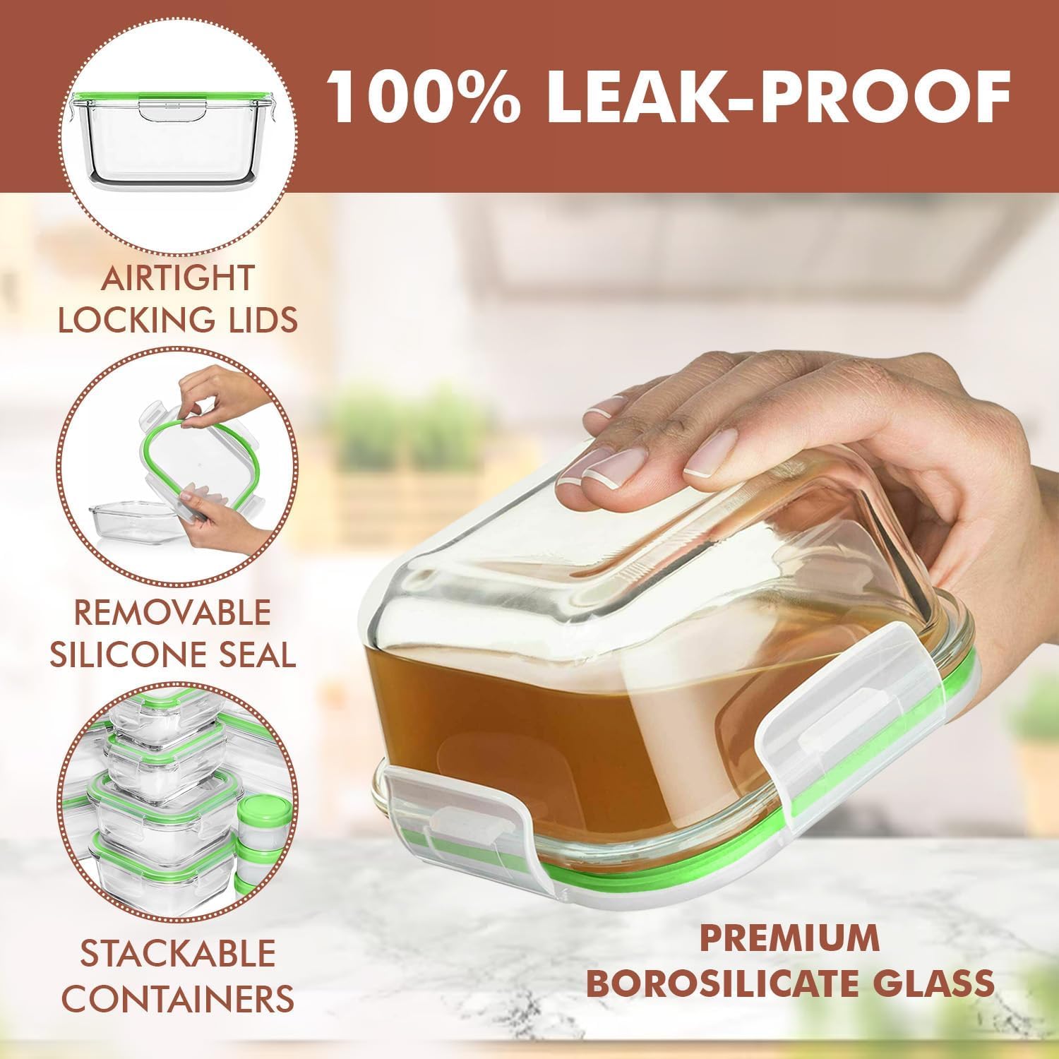 ชุดภาชนะเก็บอาหารแก้วสุญญากาศ  - Meal Prep Oven Safe Containers บทวิจารณ์และราคา
