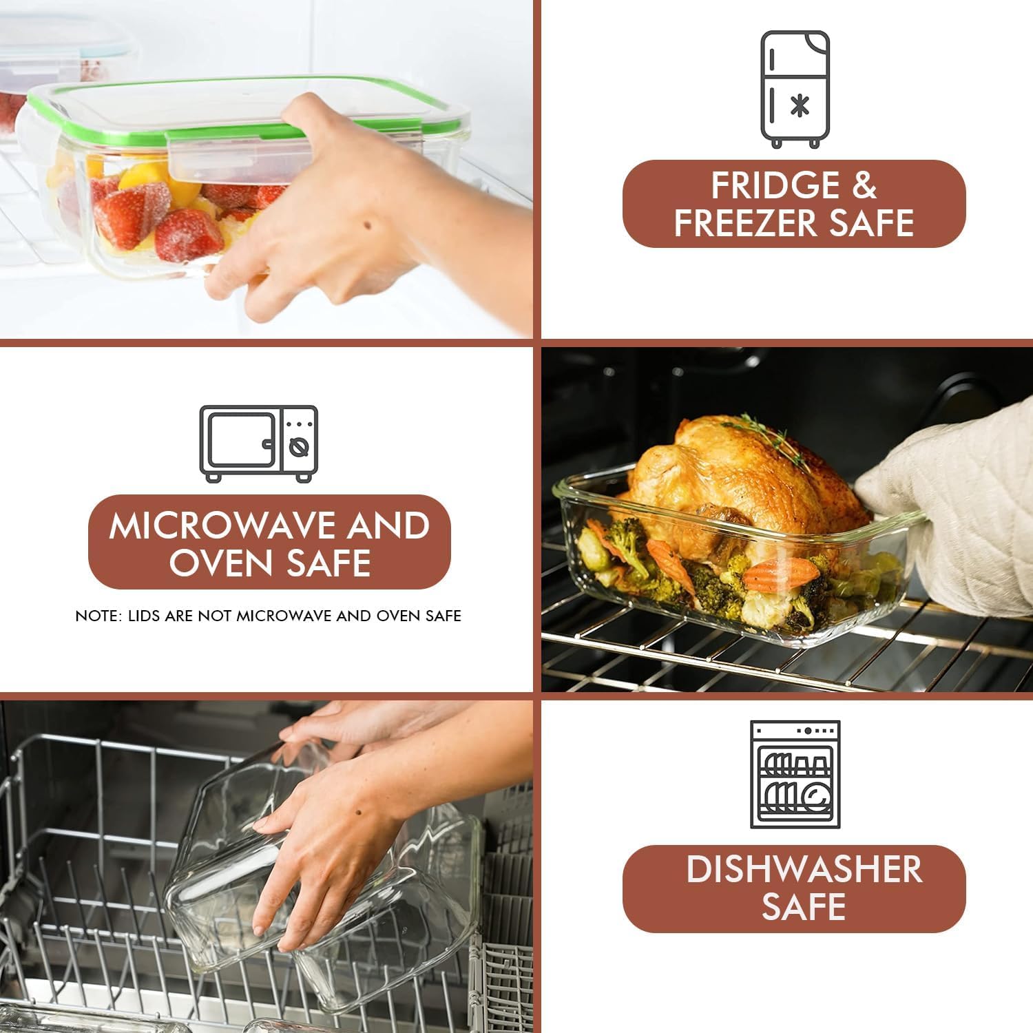 ชุดภาชนะเก็บอาหารแก้วสุญญากาศ  - Meal Prep Oven Safe Containers บทวิจารณ์และราคา