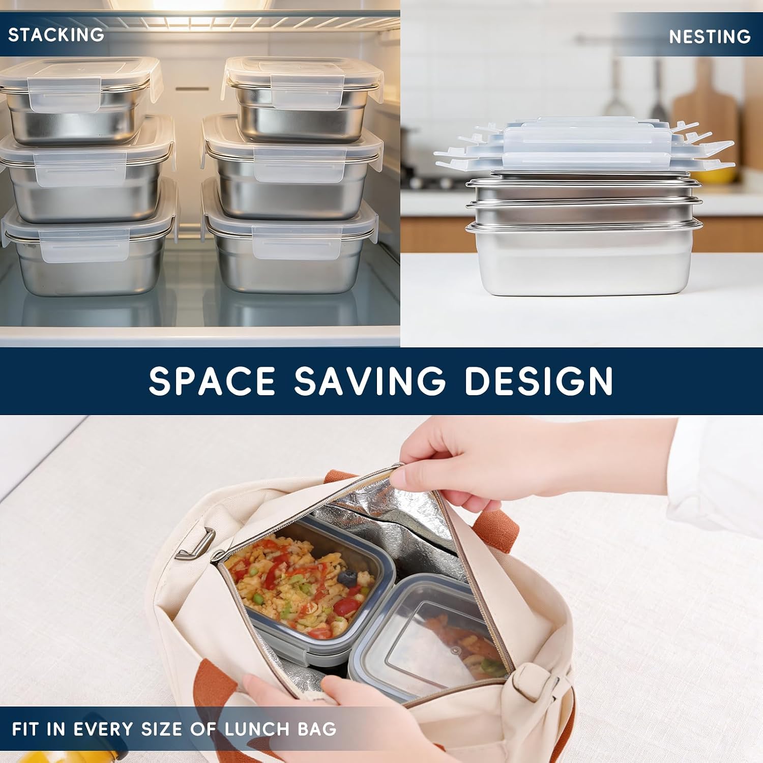 ชุดกล่องเก็บอาหารสแตนเลส 304 จ - Meal Prep Oven Safe Containers บทวิจารณ์และราคา