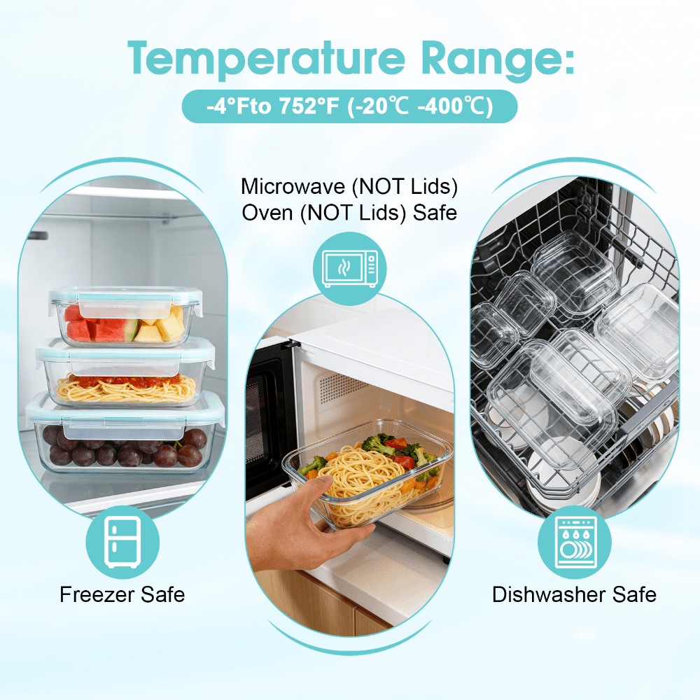 ชุดภาชนะเก็บอาหารแก้วดีไซน์ทัน - Meal Prep Oven Safe Containers บทวิจารณ์และราคา