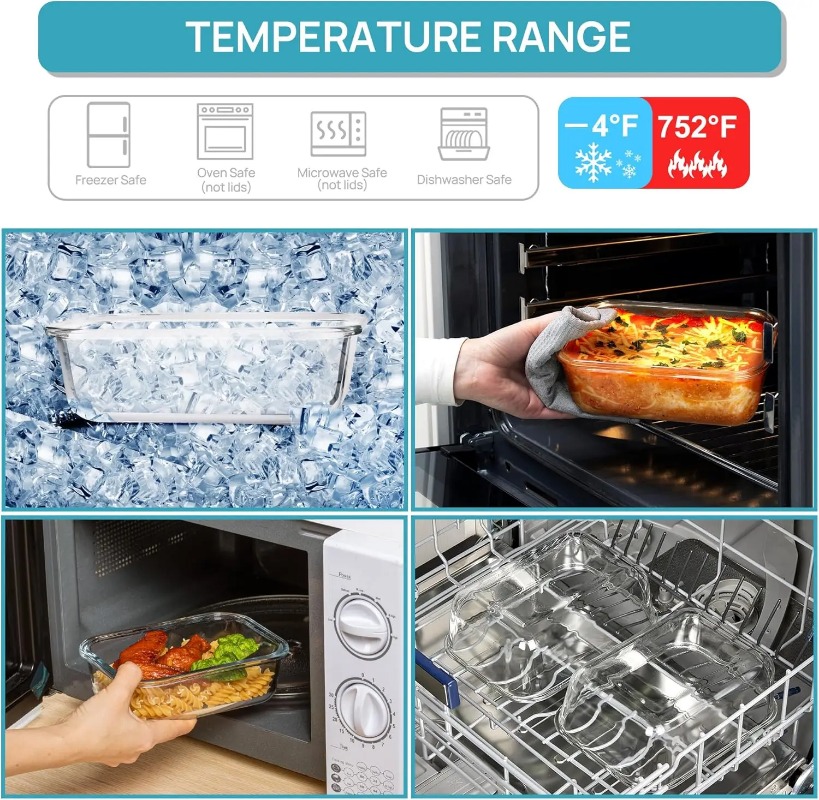 ชุดภาชนะเก็บอาหารแก้ว 18 ชิ้น, - Meal Prep Oven Safe Containers บทวิจารณ์และราคา