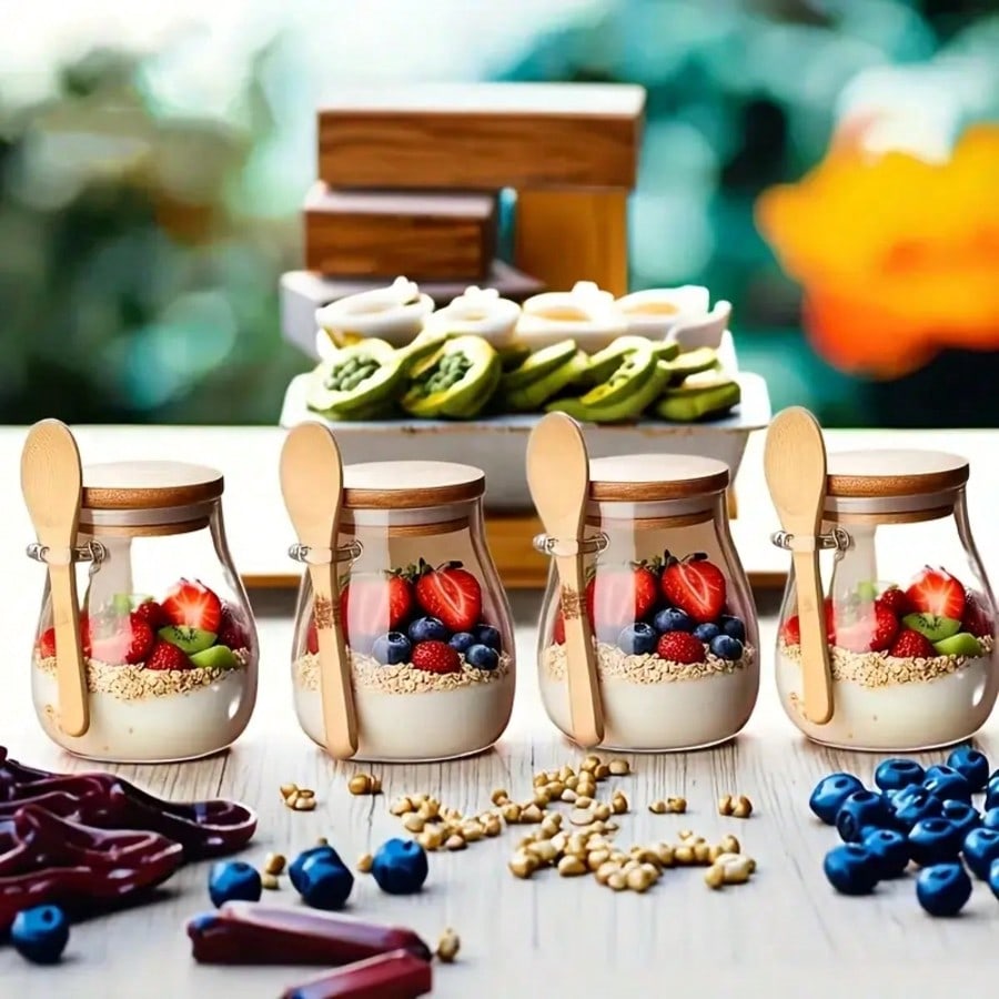 ชุด 4 ชิ้น ภาชนะใส่โอเวอร์ไนท์ - Meal Prep Yogurt Cups บทวิจารณ์และราคา