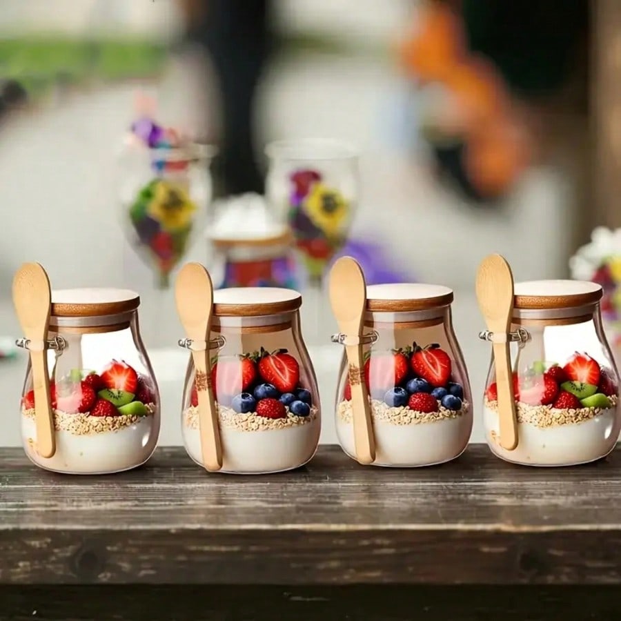 ชุด 4 ชิ้น ภาชนะใส่โอเวอร์ไนท์ - Meal Prep Yogurt Cups บทวิจารณ์และราคา