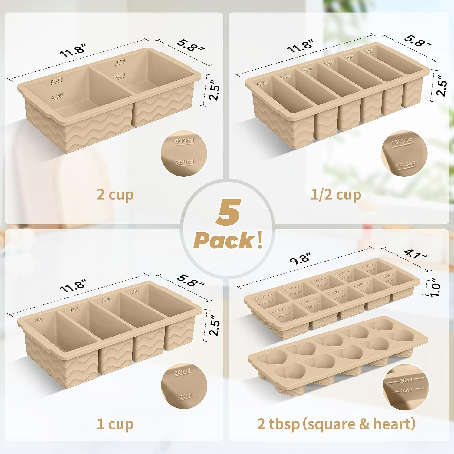 แม่พิมพ์ซิลิโคนสำหรับแช่แข็งพร - Meal Prep Oven Safe Containers บทวิจารณ์และราคา