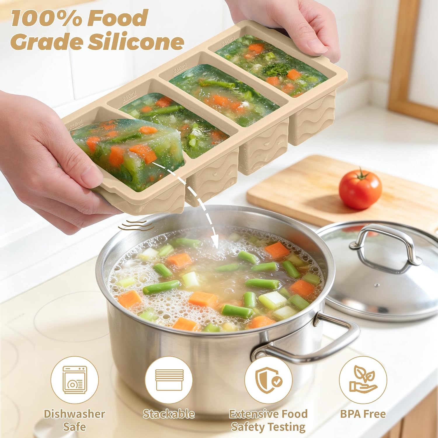 แม่พิมพ์ซิลิโคนสำหรับแช่แข็งพร - Meal Prep Oven Safe Containers บทวิจารณ์และราคา