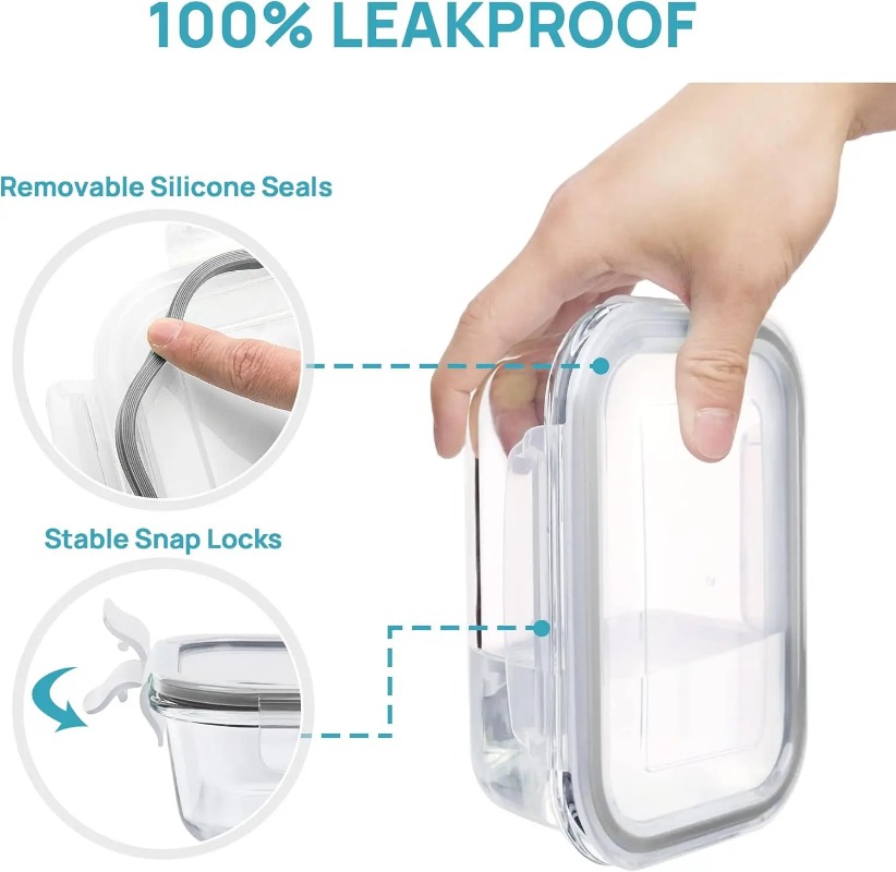 ชุดภาชนะเก็บอาหารแก้ว 18 ชิ้น, - Meal Prep Oven Safe Containers บทวิจารณ์และราคา