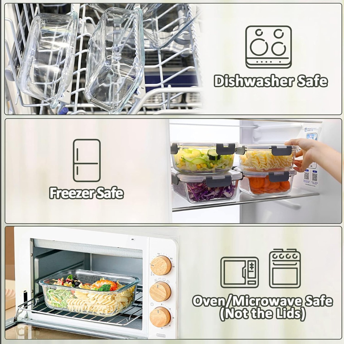 ชุดภาชนะเก็บอาหารแก้ว 10 ชุด พ - Meal Prep Oven Safe Containers บทวิจารณ์และราคา